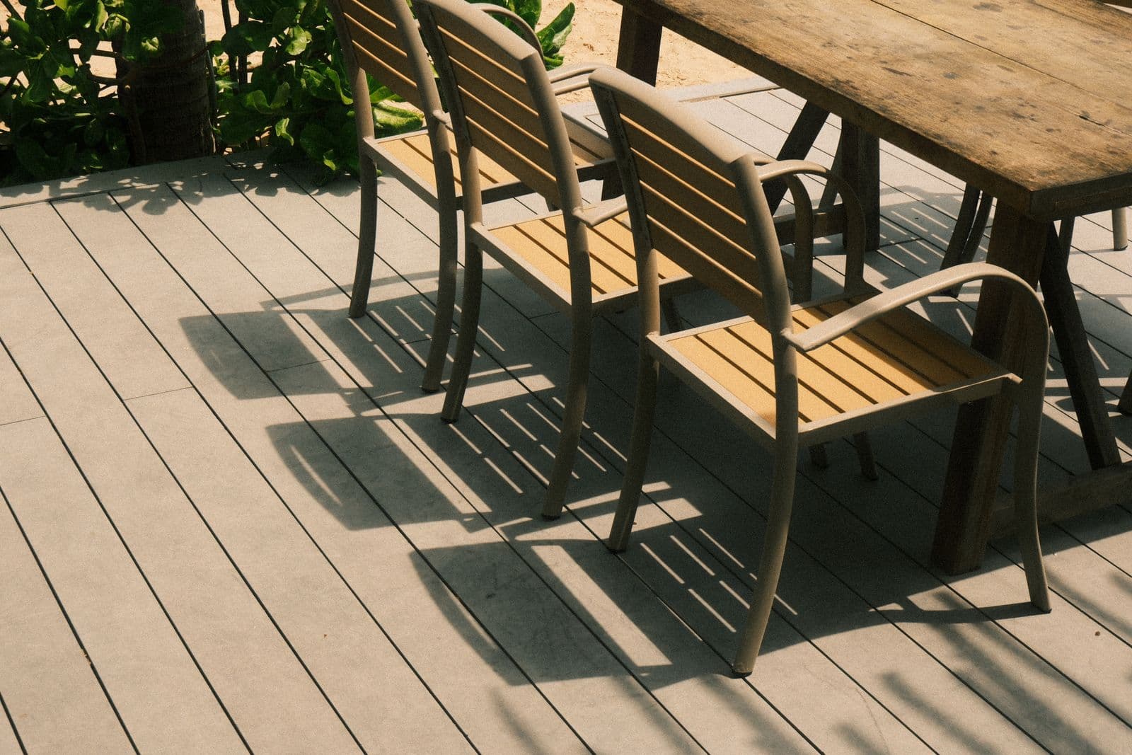 Composite deck with outdoor seating