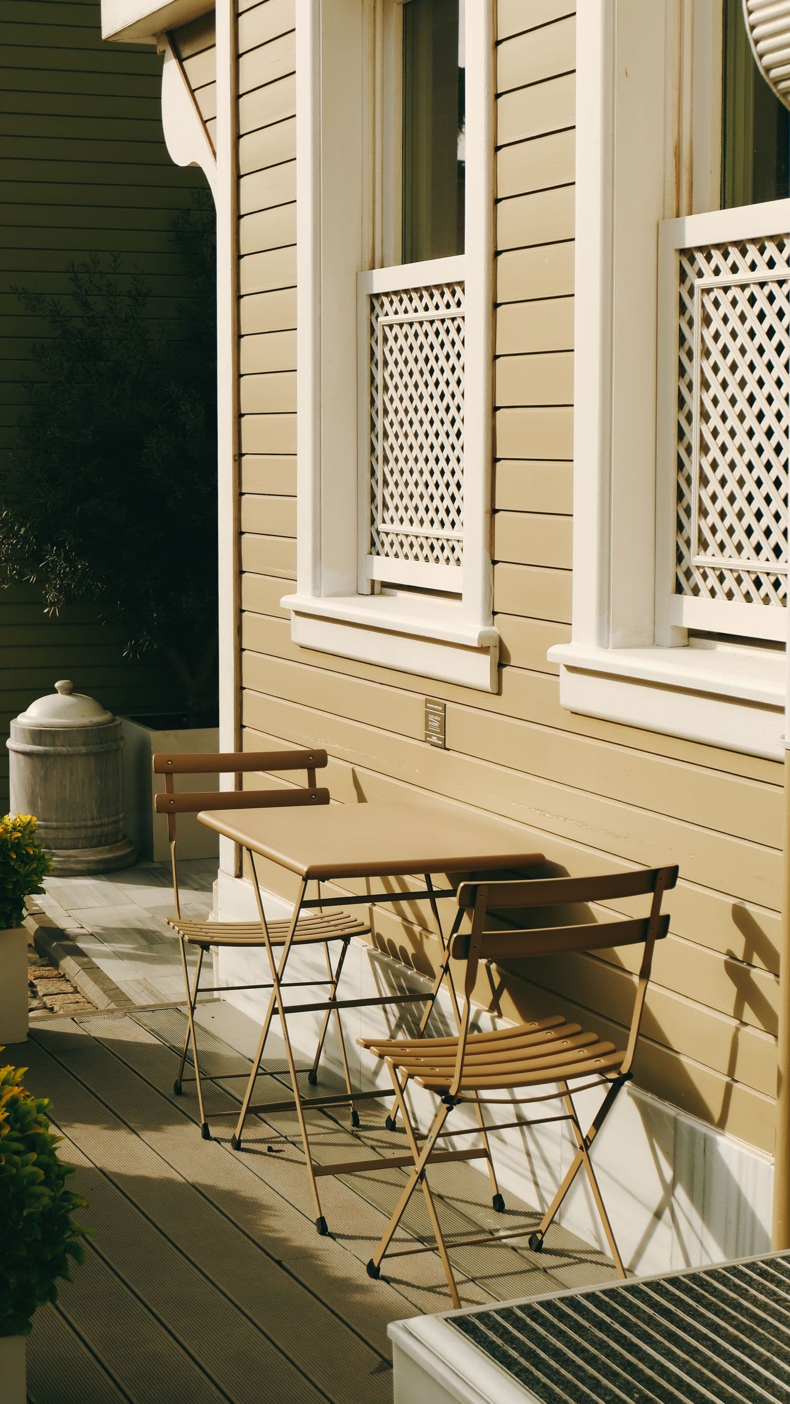 Sunny porch with bistro seating