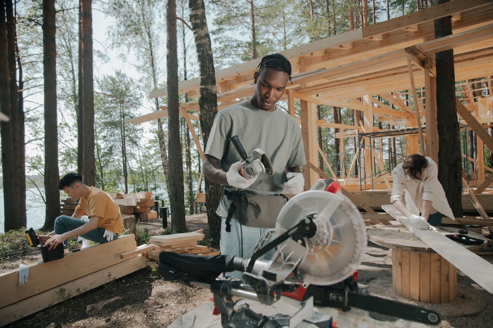 Vlad's crew framing a timber home addition