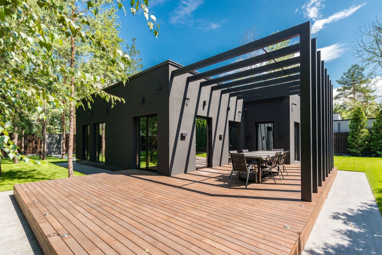 Custom backyard deck with pergola